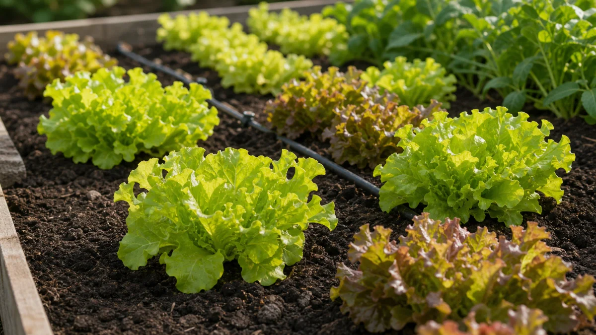 Lettuce bed spacing with drip irrigation