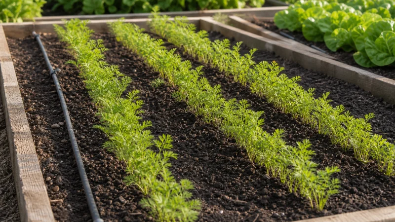 Carrot Rows Need Thinning Before the Tops Hide the Problem