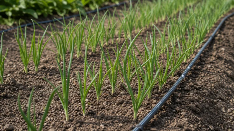 Onion bed spacing with drip irrigation