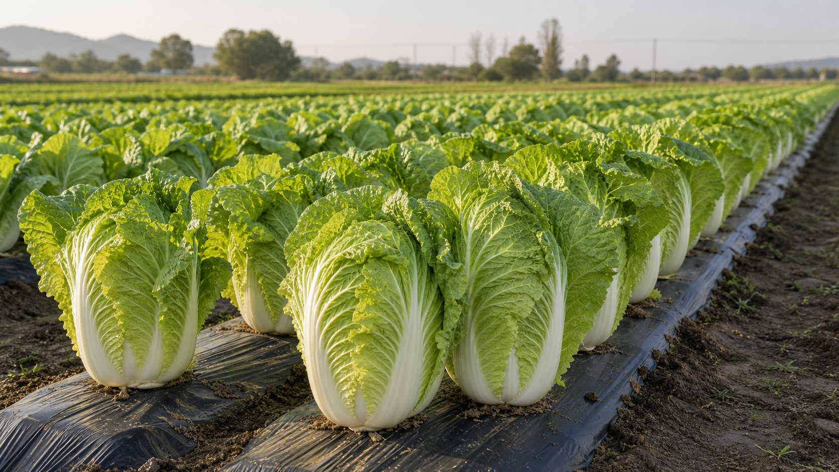 Leaf vegetable bed checked for spacing, moisture, and harvest quality before heat stress