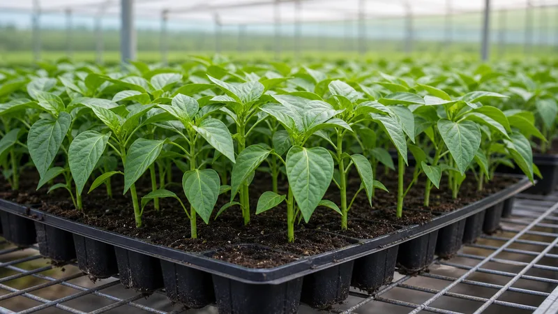 Pepper seedlings ready for transplanting