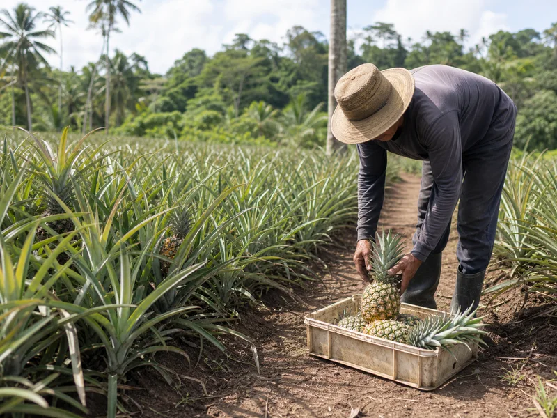Pineapple Picking Starts With a Place to Put Each Fruit