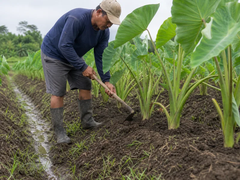 Taro Ridges Need Space for Both Corms and Water to Move